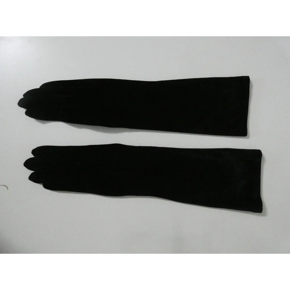 Fownes Women's One Size Black Velvet Long Gloves Elbow Stretch Soft